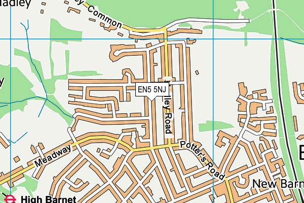 EN5 5NJ map - OS VectorMap District (Ordnance Survey)
