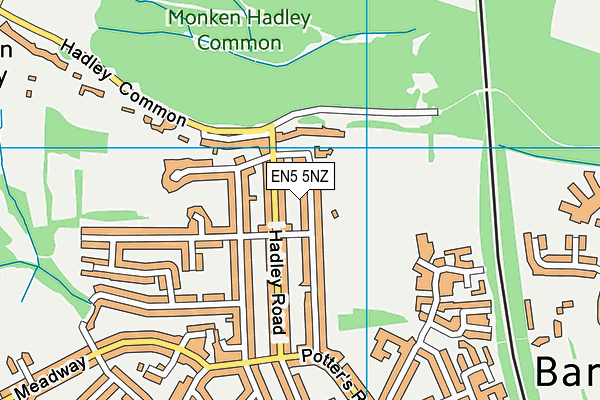 EN5 5NZ map - OS VectorMap District (Ordnance Survey)