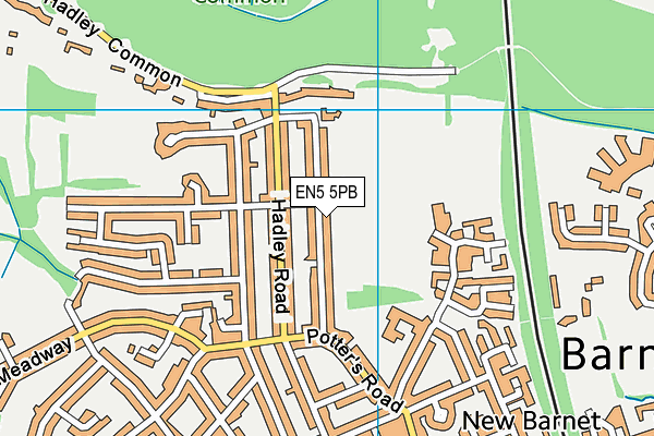 EN5 5PB map - OS VectorMap District (Ordnance Survey)