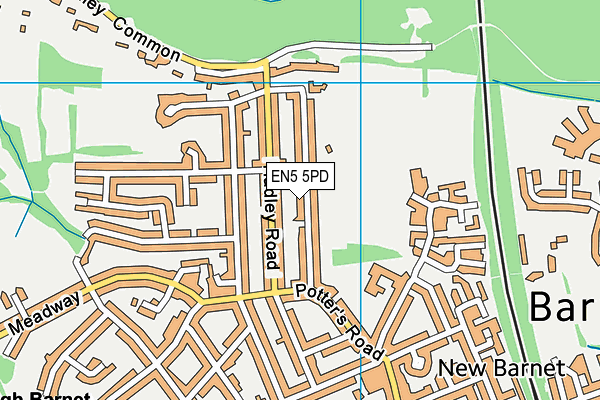 EN5 5PD map - OS VectorMap District (Ordnance Survey)