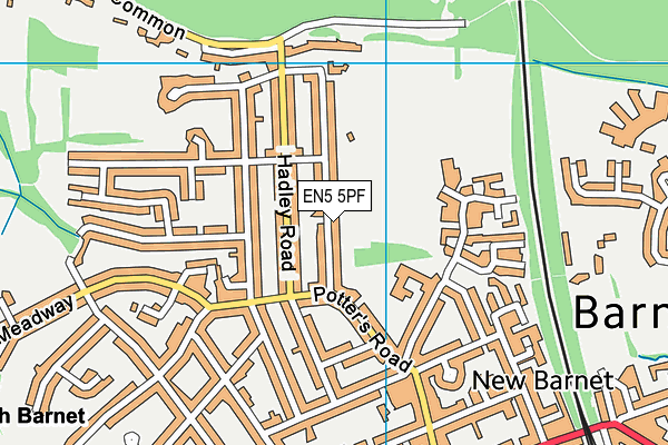 EN5 5PF map - OS VectorMap District (Ordnance Survey)