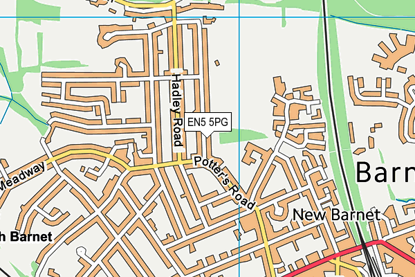 EN5 5PG map - OS VectorMap District (Ordnance Survey)