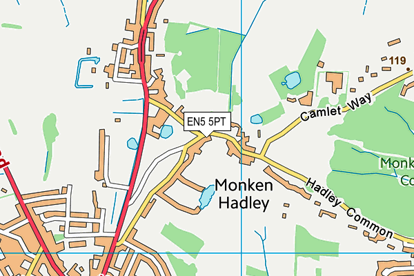 EN5 5PT map - OS VectorMap District (Ordnance Survey)