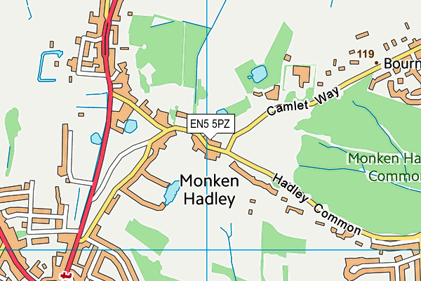 EN5 5PZ map - OS VectorMap District (Ordnance Survey)