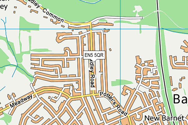 EN5 5QR map - OS VectorMap District (Ordnance Survey)