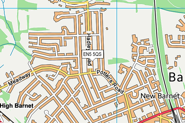 EN5 5QS map - OS VectorMap District (Ordnance Survey)