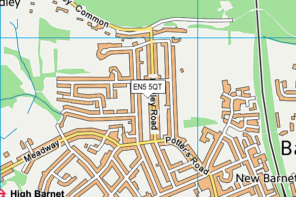 EN5 5QT map - OS VectorMap District (Ordnance Survey)