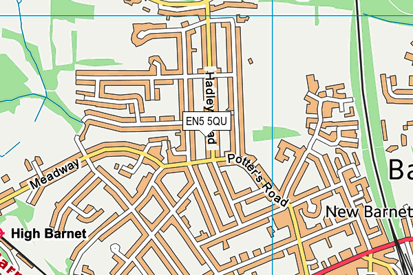 EN5 5QU map - OS VectorMap District (Ordnance Survey)