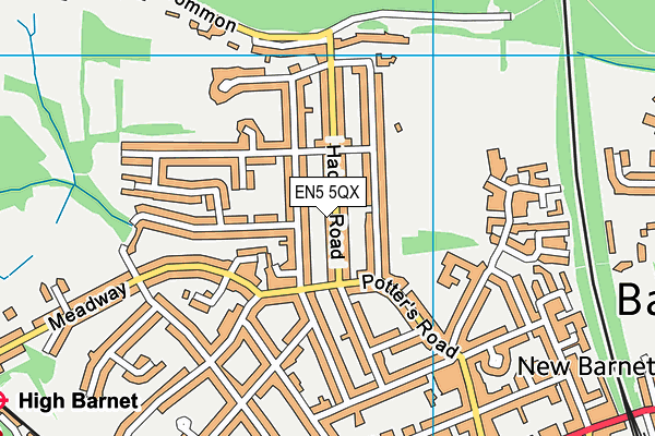 EN5 5QX map - OS VectorMap District (Ordnance Survey)