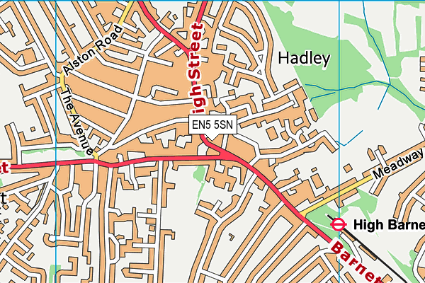 EN5 5SN map - OS VectorMap District (Ordnance Survey)