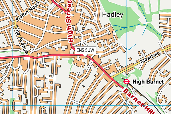 EN5 5UW map - OS VectorMap District (Ordnance Survey)