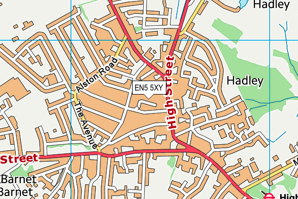 Anytime Fitness (London High Barnet) map (EN5 5XY) - OS VectorMap District (Ordnance Survey)