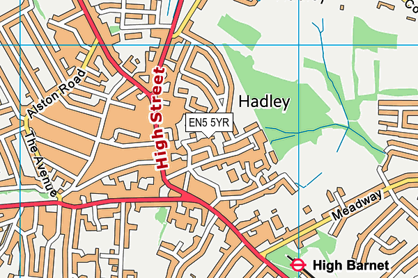 EN5 5YR map - OS VectorMap District (Ordnance Survey)