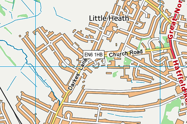 EN6 1HB map - OS VectorMap District (Ordnance Survey)