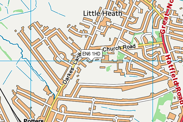 EN6 1HD map - OS VectorMap District (Ordnance Survey)