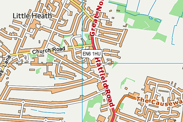 EN6 1HU map - OS VectorMap District (Ordnance Survey)