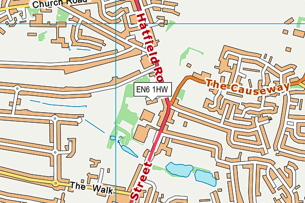 EN6 1HW map - OS VectorMap District (Ordnance Survey)