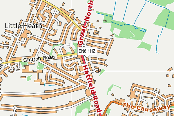 EN6 1HZ map - OS VectorMap District (Ordnance Survey)