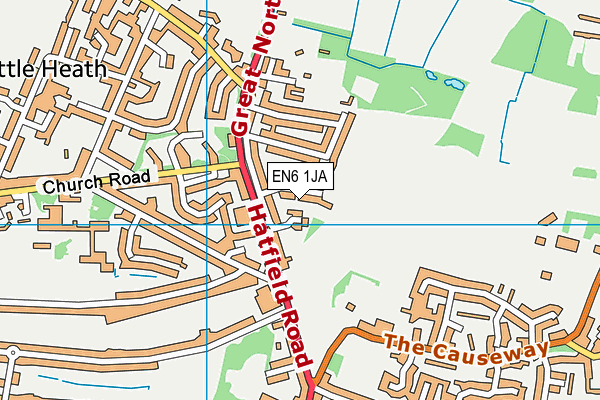 EN6 1JA map - OS VectorMap District (Ordnance Survey)