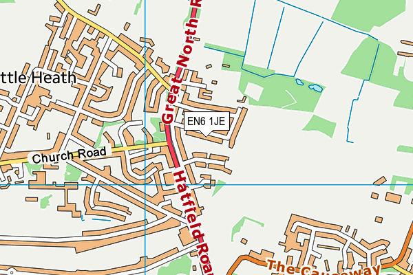 EN6 1JE map - OS VectorMap District (Ordnance Survey)