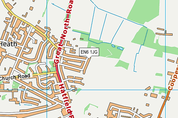EN6 1JG map - OS VectorMap District (Ordnance Survey)