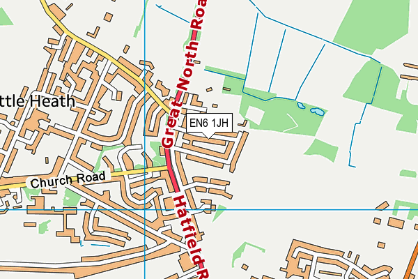 EN6 1JH map - OS VectorMap District (Ordnance Survey)