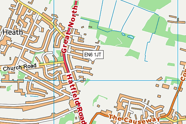 EN6 1JT map - OS VectorMap District (Ordnance Survey)