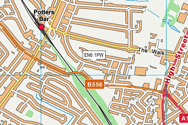 EN6 1PW map - OS VectorMap District (Ordnance Survey)