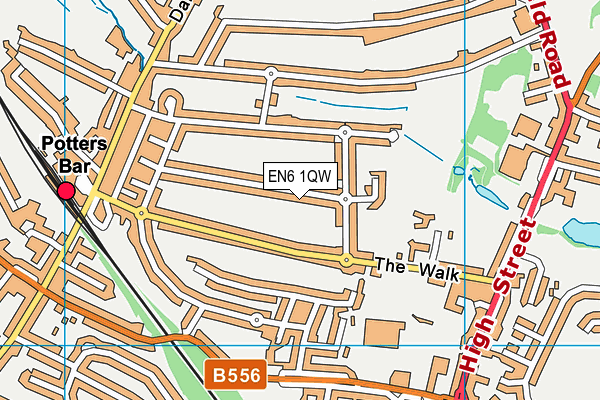 EN6 1QW map - OS VectorMap District (Ordnance Survey)