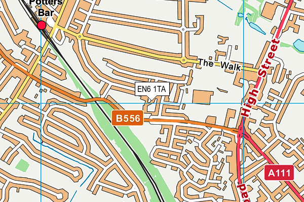 EN6 1TA map - OS VectorMap District (Ordnance Survey)