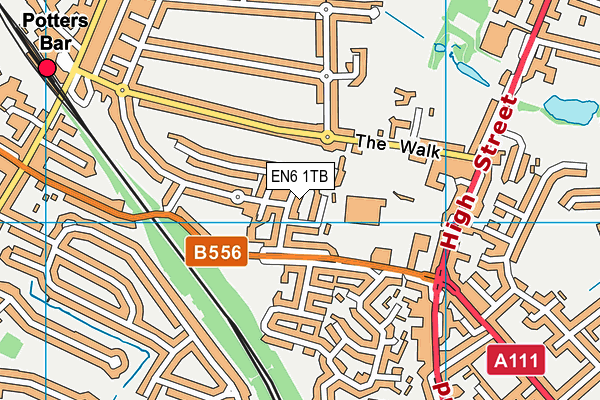 EN6 1TB map - OS VectorMap District (Ordnance Survey)