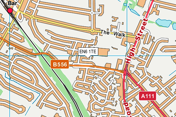 EN6 1TE map - OS VectorMap District (Ordnance Survey)