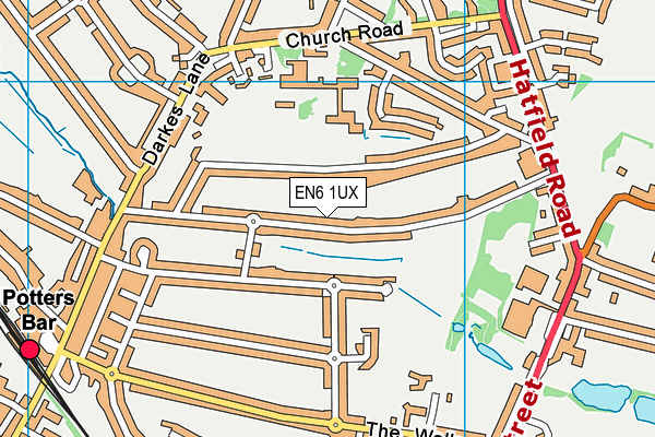 EN6 1UX map - OS VectorMap District (Ordnance Survey)