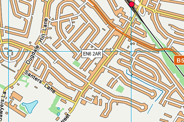 EN6 2AR map - OS VectorMap District (Ordnance Survey)
