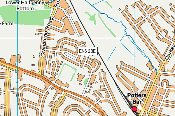EN6 2BE map - OS VectorMap District (Ordnance Survey)
