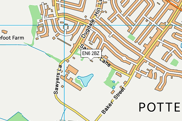 EN6 2BZ map - OS VectorMap District (Ordnance Survey)