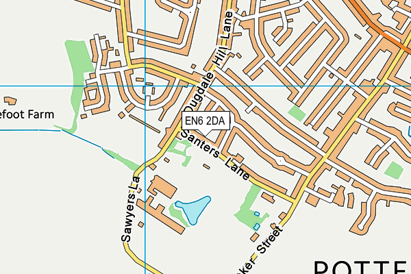 EN6 2DA map - OS VectorMap District (Ordnance Survey)