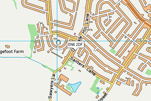 EN6 2DF map - OS VectorMap District (Ordnance Survey)