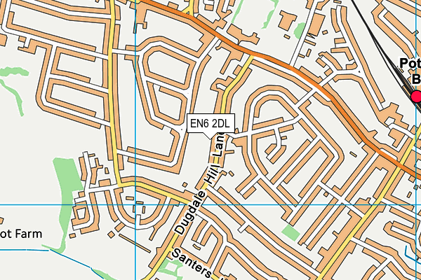 EN6 2DL map - OS VectorMap District (Ordnance Survey)