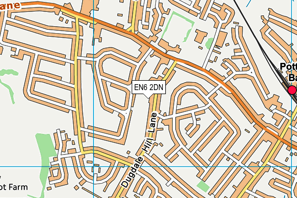 EN6 2DN map - OS VectorMap District (Ordnance Survey)