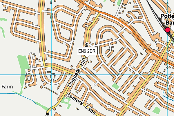 EN6 2DR map - OS VectorMap District (Ordnance Survey)