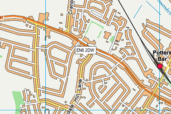 EN6 2DW map - OS VectorMap District (Ordnance Survey)