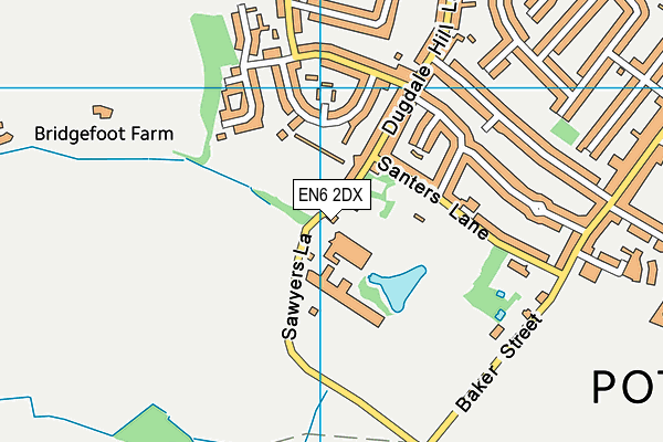 EN6 2DX map - OS VectorMap District (Ordnance Survey)