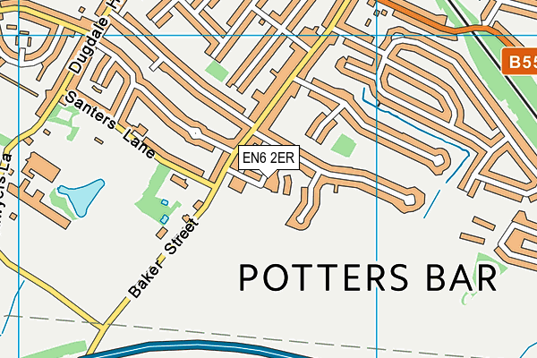 EN6 2ER map - OS VectorMap District (Ordnance Survey)