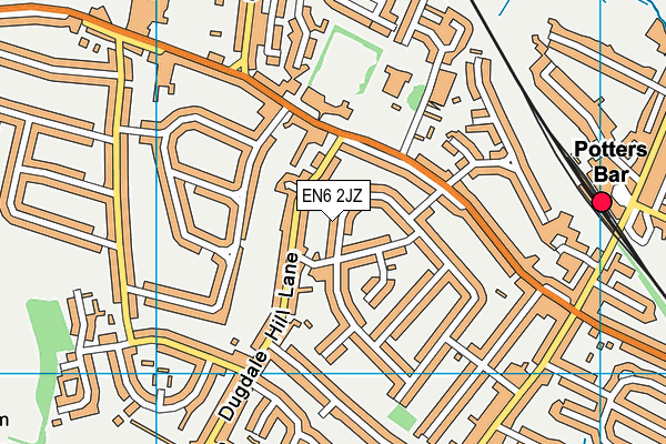 EN6 2JZ map - OS VectorMap District (Ordnance Survey)
