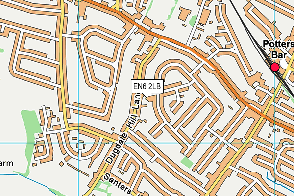 EN6 2LB map - OS VectorMap District (Ordnance Survey)