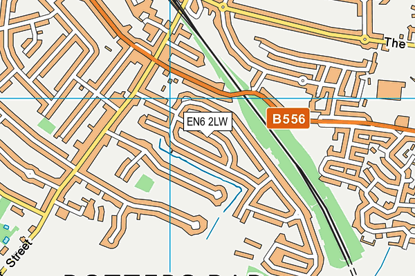 EN6 2LW map - OS VectorMap District (Ordnance Survey)