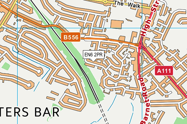 EN6 2PR map - OS VectorMap District (Ordnance Survey)
