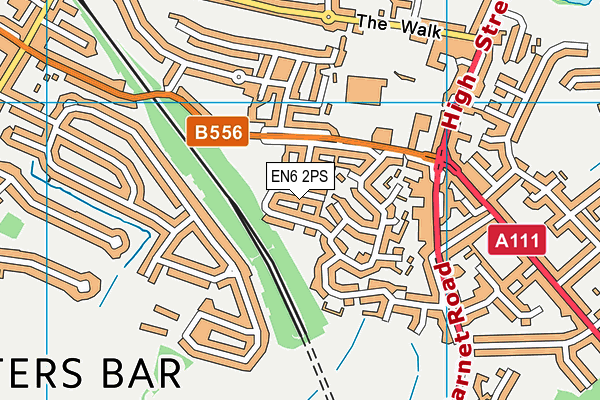 EN6 2PS map - OS VectorMap District (Ordnance Survey)