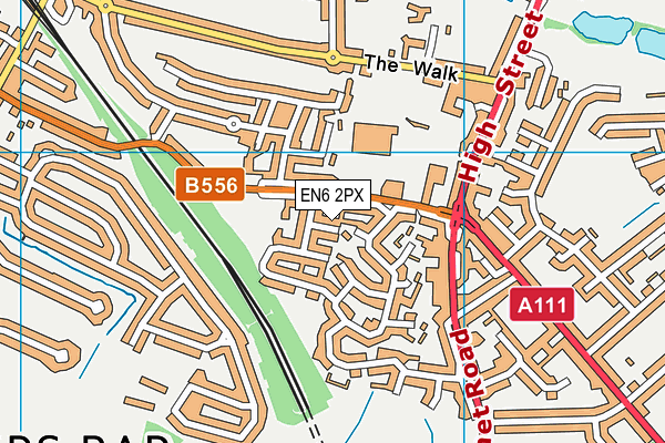 EN6 2PX map - OS VectorMap District (Ordnance Survey)